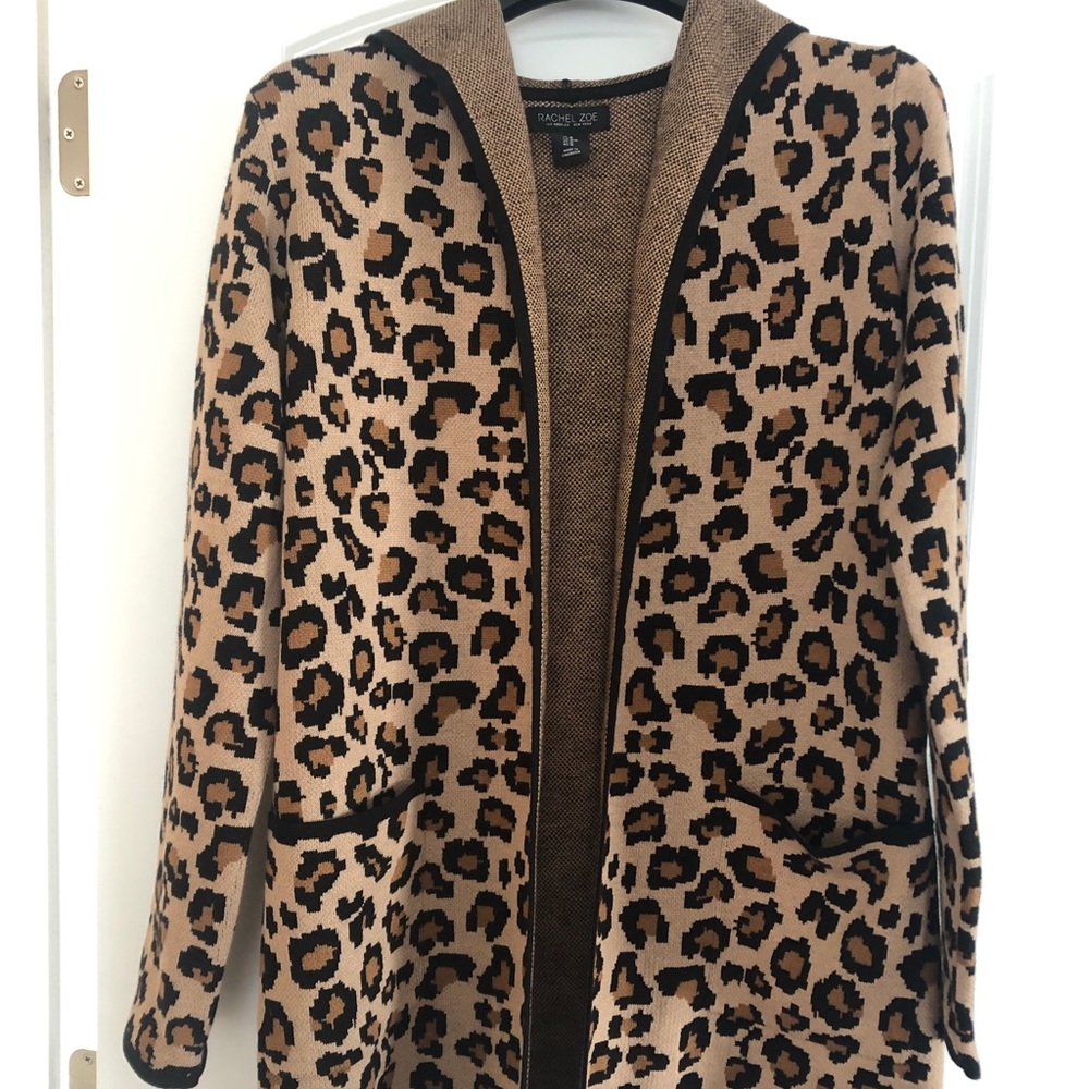 Rachel Zoe open front animal print cardigan